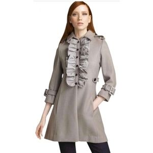 MANOUSH anthropologie grey ruffle wool coat jacket
